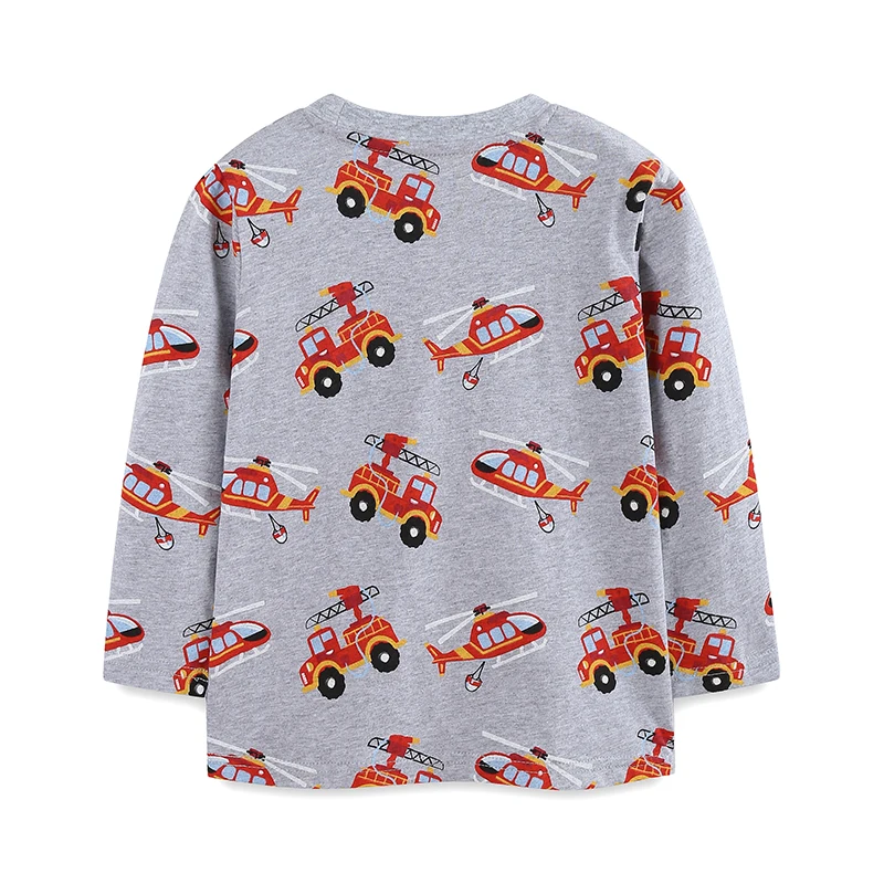 Little Maven Kids Clothes Children's Clothing 2026 Autumn Cartoon Excavator Long Sleeves T-shirt Cotton Tops Baby Boys