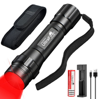 UltraFire WF-508R Tactical Flashlight 620-630nm LED Rechargeable Red Lantern 1 Mode Zoomable Hunting Predator Light Night Torch