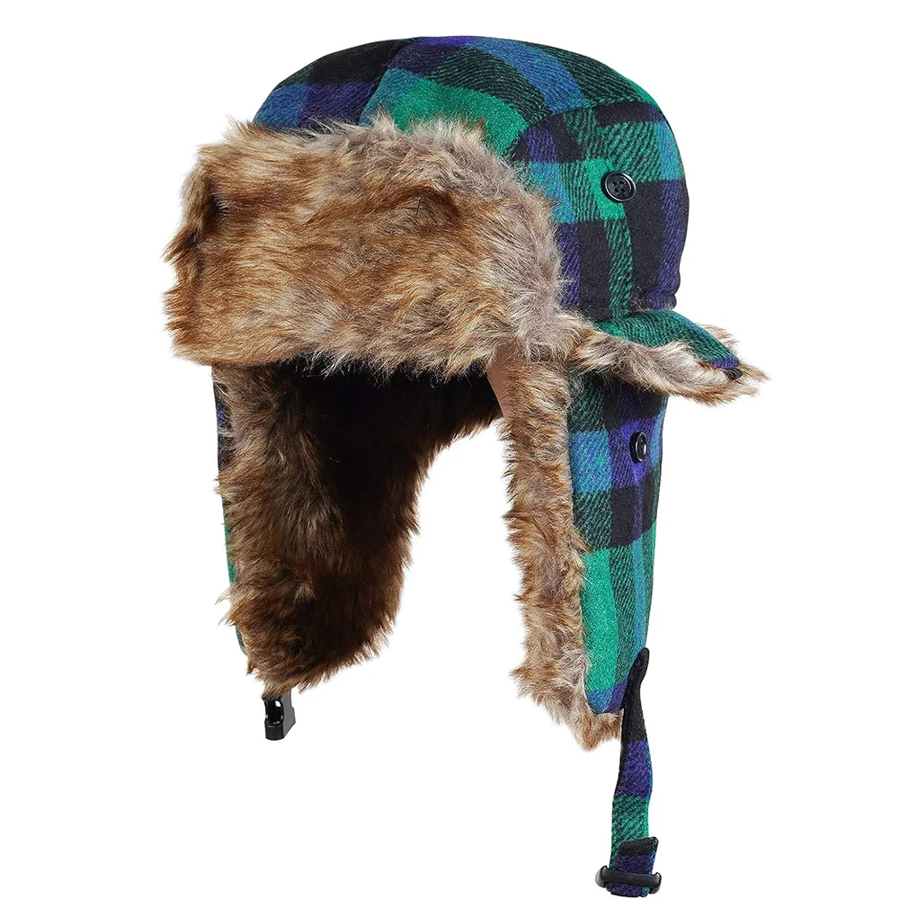 Lumberjack Plaid Aviator Trapper Hat Trooper Ear Flaps Ushanka Eskimo Cold