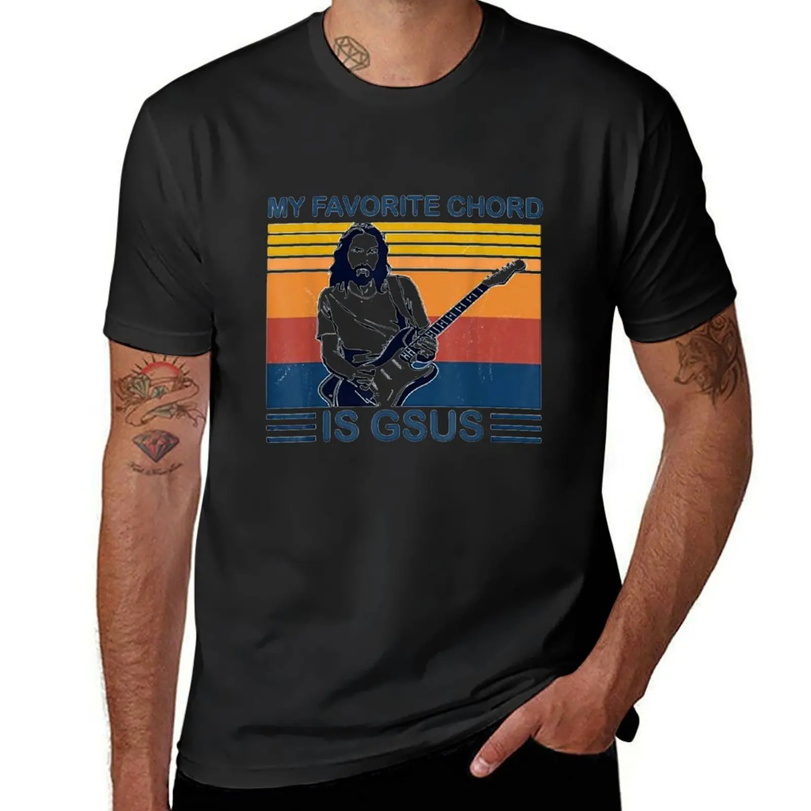 My Favorite Chord Is Gsus Jesus Play Guitar Retro Vintage T-Shirt for a boy vintage quick drying graphics mens workout shirts