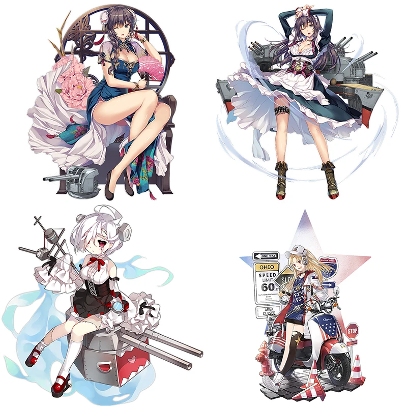 ثلاثة راتلز CYX15 الأكثر اكتمالا Azur Lane HMS CURACOA أنيمي ملصق لسيارة دراجة نارية محمول ملصقات جدار الشارات