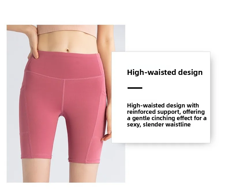 Leggings Women's Five-point Medium Shorts Side Pockets High Waist Hip Lift Fitness Running Yoga Pants