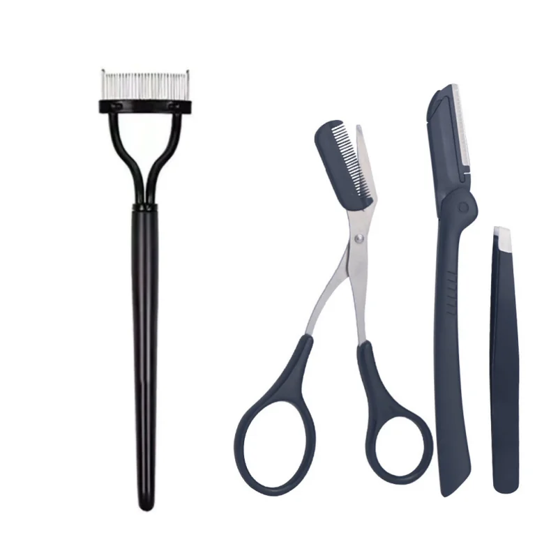 1pc Eyelash Separator+3pcs Eyebrow Trimmer, 1 Set of Eye Makeup Tools - Combing Root Eyelashes, Daily Makeup Assistance