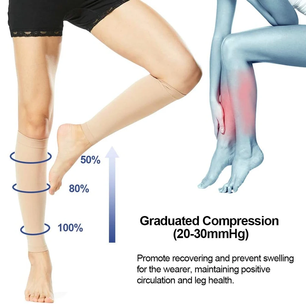 1 para skarpet do rękawy uciskowe łydek dla mężczyzn i kobiet (20-30mmHg) nóg, klasy medycznej na żylaki, obrzęki, szyna goleni