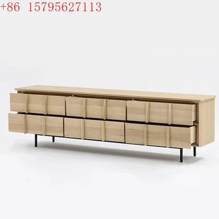 

Тумба под телевизор в скандинавском стиле из массива дерева с шестью ящиками, приставной шкафчик для гостиной, тумба для хранения вещей у дивана