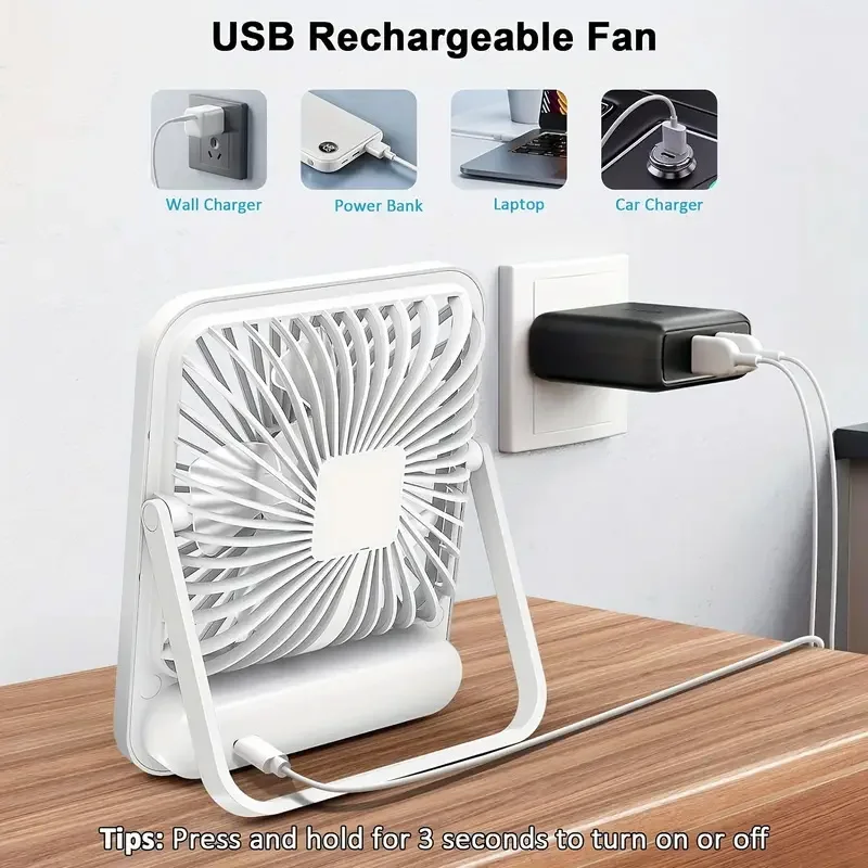 Desk Fan Folding Electric fan With Power Display Hanging Fans Portable USB Rechargeable Small Table Fan For Home Ship Travel