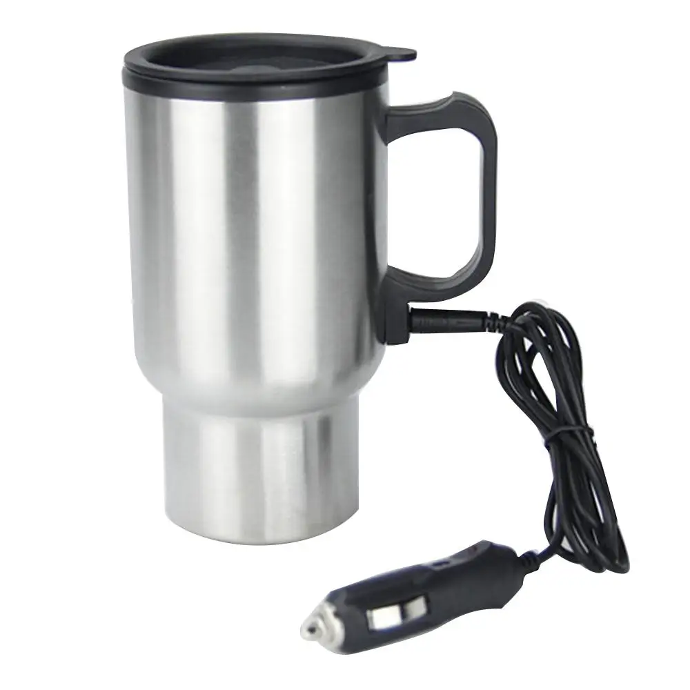 12V 450ml Electric Water Kettle Stainless Steel Car Heating Cup Coffee Tea Car Cup Mug Travel Water Coffee Milk Thermal Mug