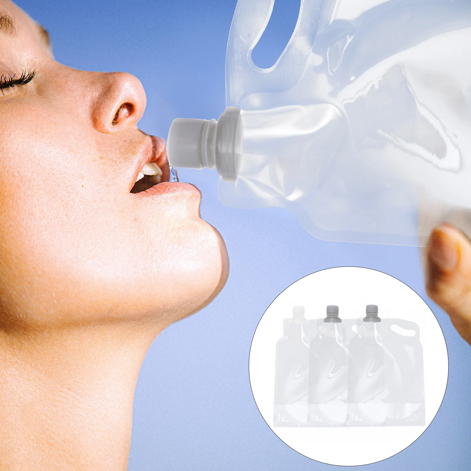 

3Pcs Multifunctional Foldable Water Bag Outdoor Emergency Portable Collapsible Water Pouch for Hiking Camping Climbing