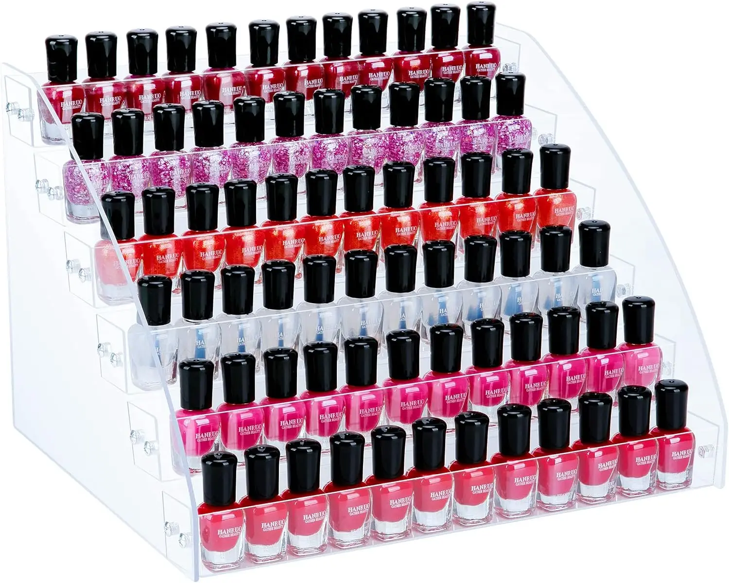 

6-Layer Acrylic Nail Polish Organizer Rack, Holds Up to 96 Bottles (Fits 1-2oz) for Eyeglasses and Essential Oils Storage