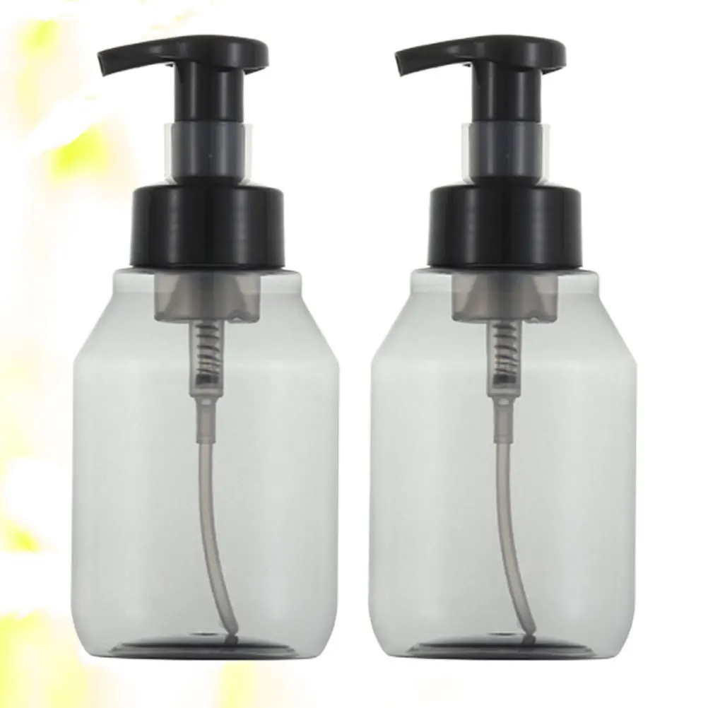 2 قطعة زجاجات رغوية لموزع المضخة 350 مللي قابلة لإعادة الملء شفافة سوداء محمولة لتخزين فقاعات السفر