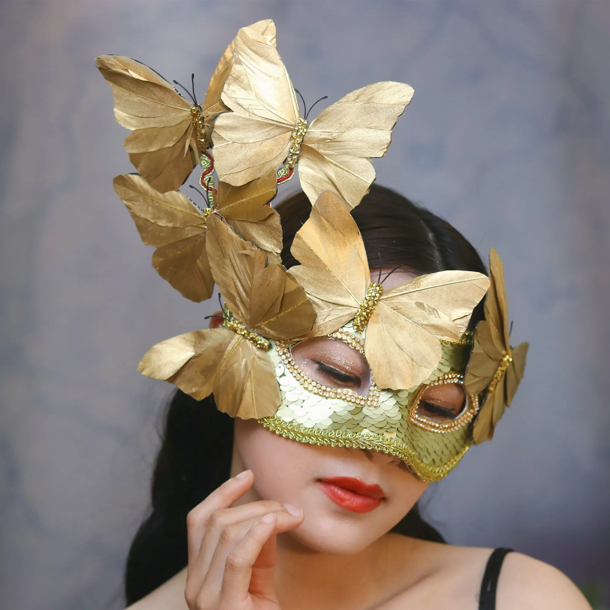 Butterfly Jewelry Masquerade Luxury Exaggerated Mask Funny Party  Dance Performance Halloween Masked Singer Stage Accessories