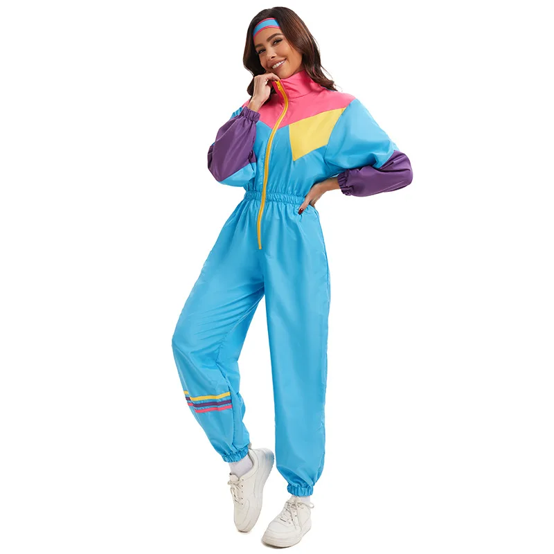 Halloween Bühne Vintage 80 90er Jahre Sportbekleidung Aktiv Tanz Fitness Skifahren Outfit Polyester Material Winterkollektion Damen Fas...