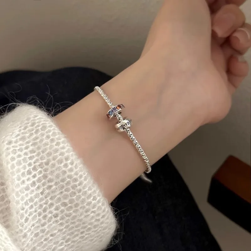 

2024 New 925 Sterling Silver Colour Zircon Letter Bracelet for Girl Design Vintage Geometric Jewelry Birthday Gift Dropshipping