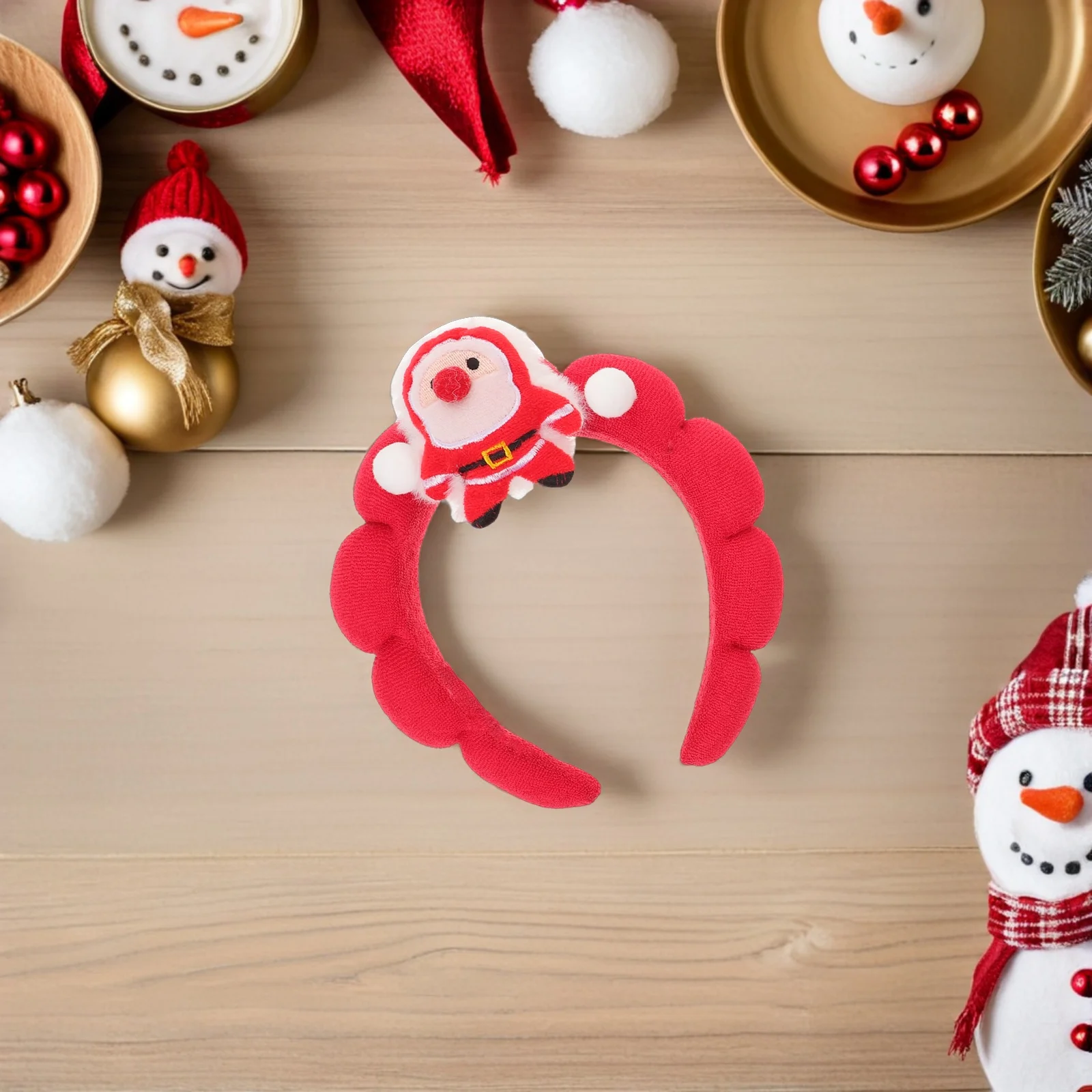 

2Pcs Holiday Hairband Combo Christmas Reindeer and Santa Claus Headpiece Soft Comfortable Party Wear for Women Girls Festive