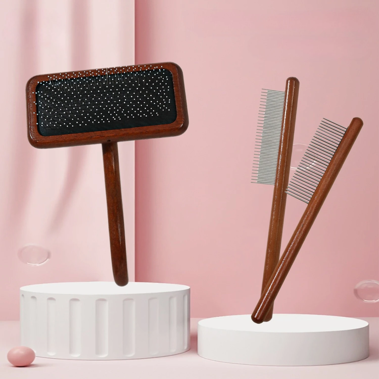 

Pet Grooming Brush Solid Wood Handle Wire Mesh Comb Dog Cleaning Brush Cat Miscellaneous Brush in Stocks Wholesale 애완동물 미용 브러시