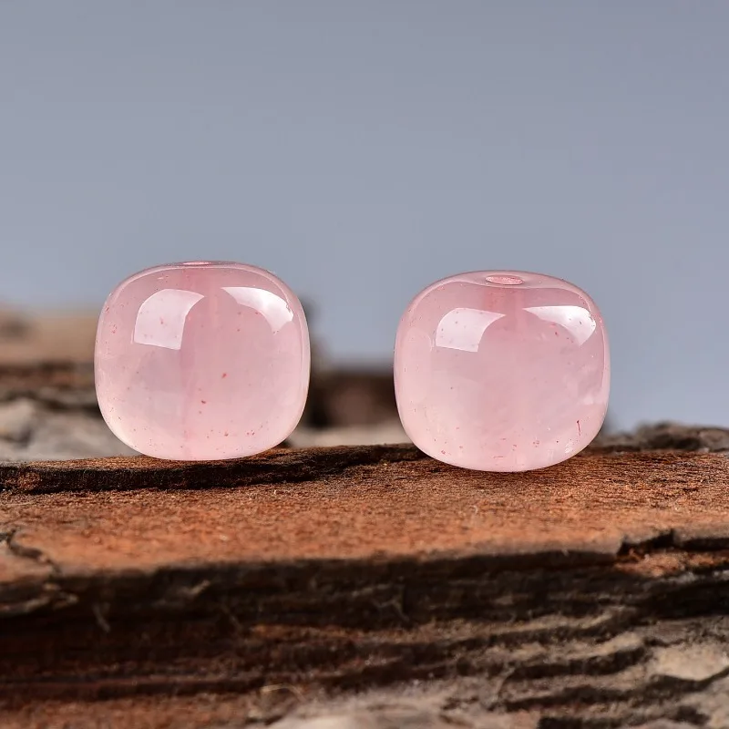 Natural pink crystal loose beads DIY handmade bead partition accessories