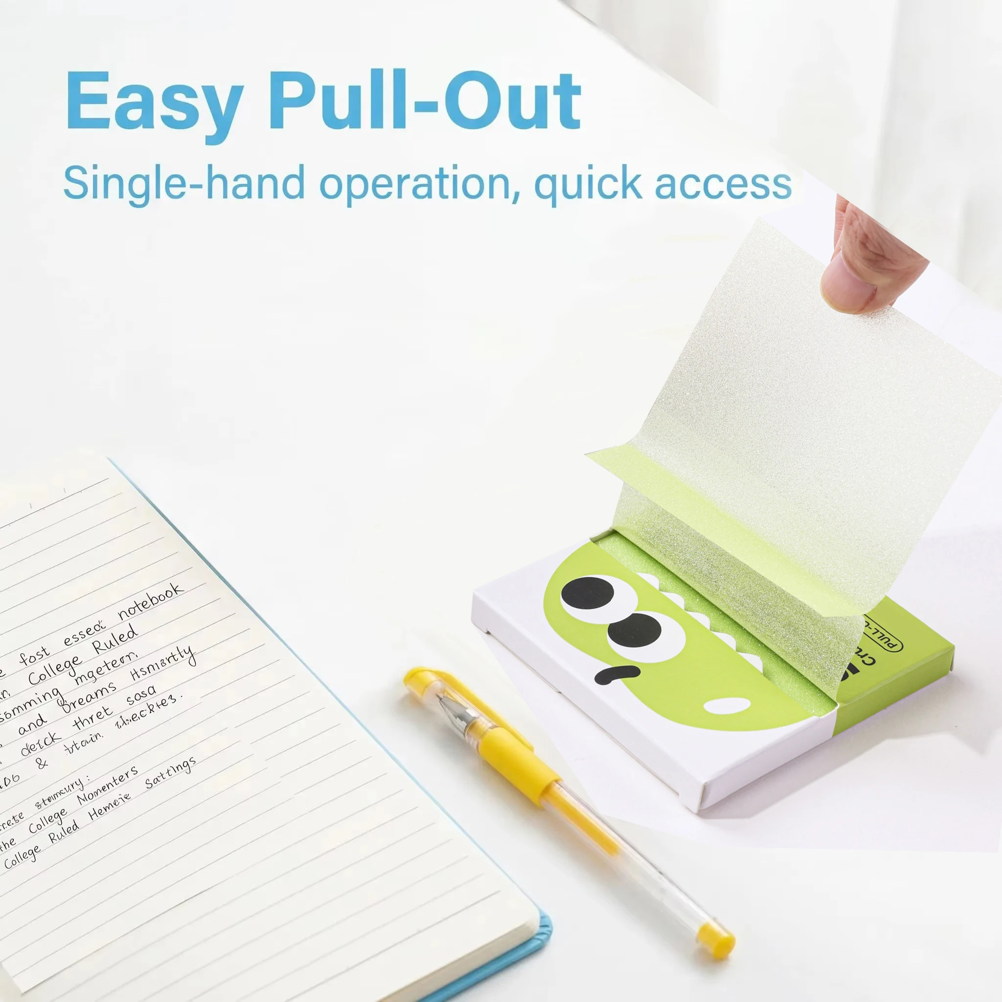 ​480/960 Sheets Pull-Type Sticky Note Pearlescent Transparent Paper Self-Adhesive Memo Pads for Office School Stationery