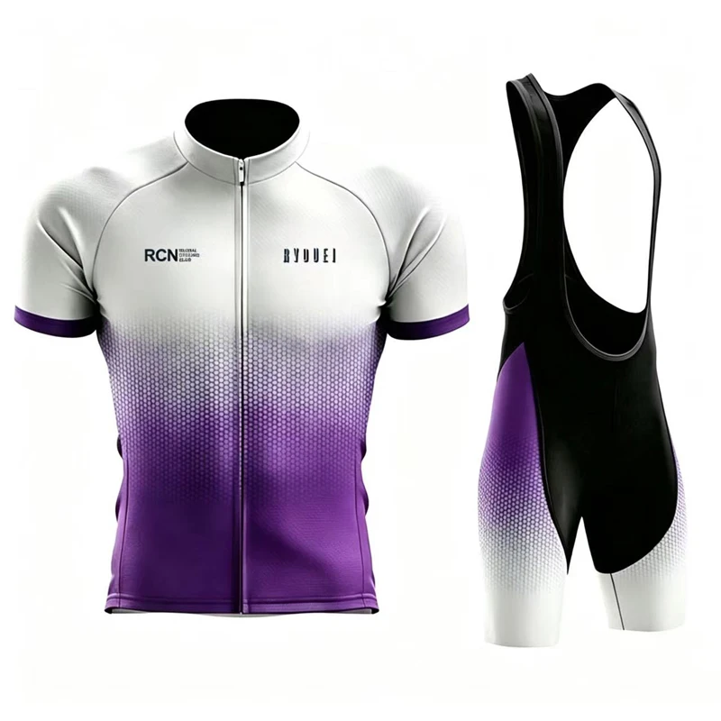 Rcn Rvouei Bicicleta Team Kurzarm-Fahrradbekleidung Herren Fahrrad-Trägerhose Neue Radsport-Trikot-Sets Maillot Ropa Ciclismo Hombre