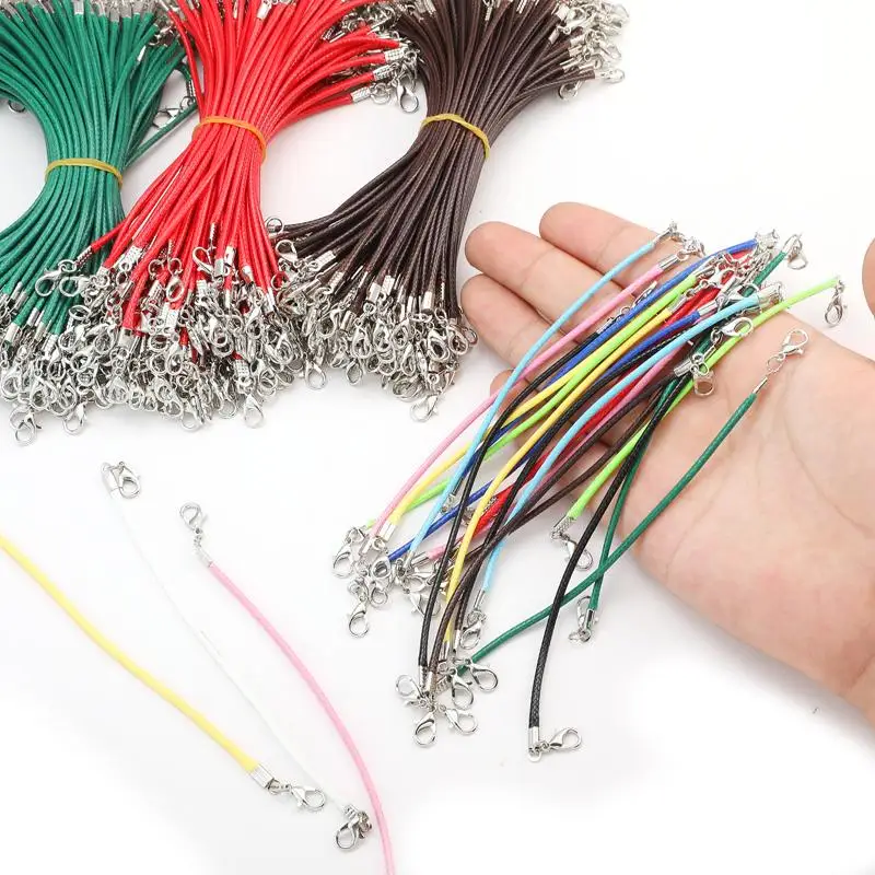 Wax Rope Lanyard 10Pcs 2mm Thick 16cm Long Double Lobster Clasp for DIY Model Doll Pendant Jewelry Making