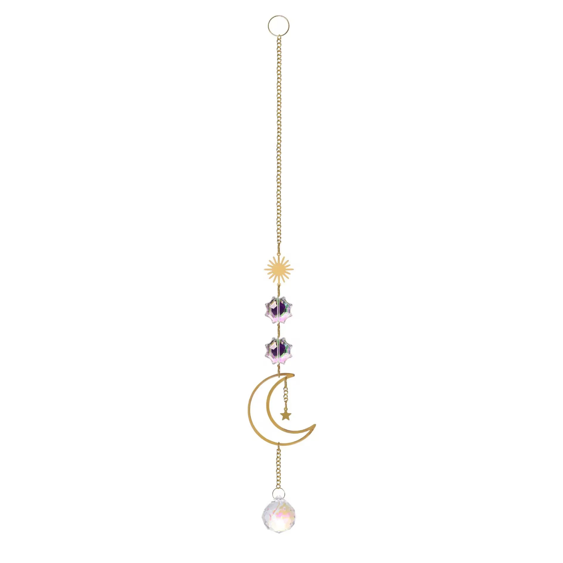 1PC Crystal Suncatcher for Windows Hanging Decor Prism Sun Catcher with Chain Rainbow Maker For Garden Home Ornaments