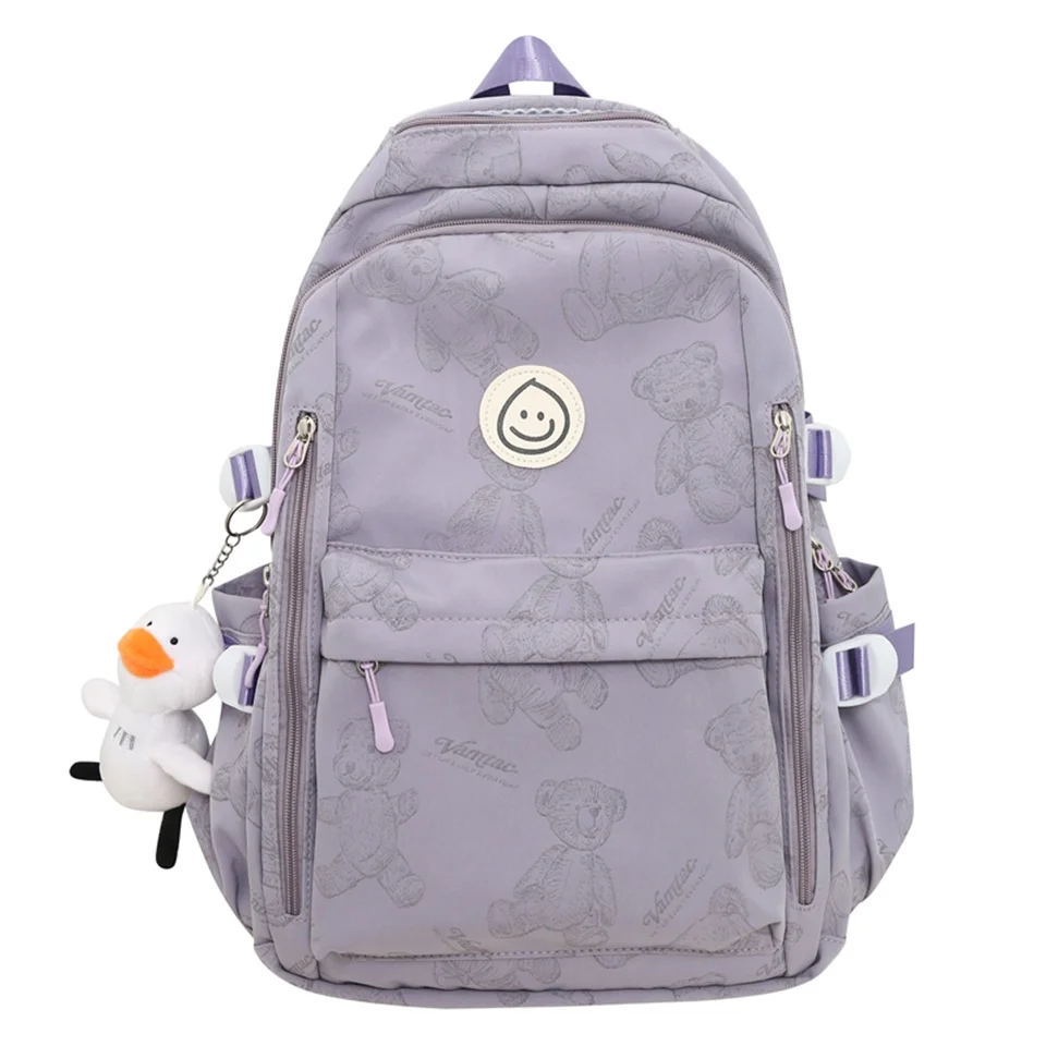 Sac à dos en nylon multi-poches de grande capacité pour femmes, sac d'école pour filles, sac à dos pour ordinateur portable, livre, mignon, Ins, junior, lycéen