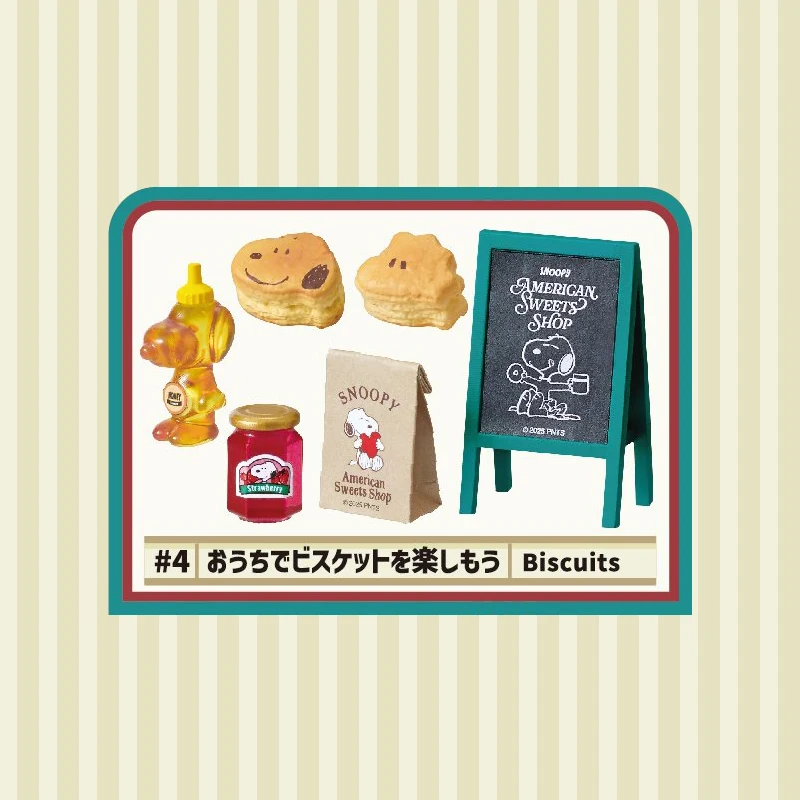 Rement Snoopy American Dessert Shop Modèles de scènes miniatures Coffret aveugle à collectionner Collection de figurines de jeu tendance Tous les 8 types