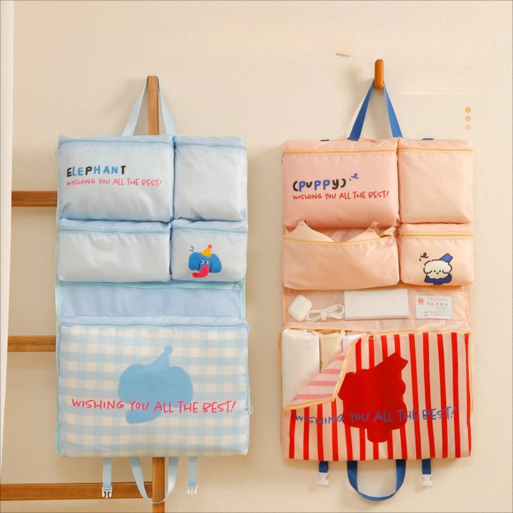 6‑in‑1 Foldable Travel Storage Bag Cartoon Multi‑Compartment LuggageOrganizer Waterproof Classification Storage Bag Travel Pouch