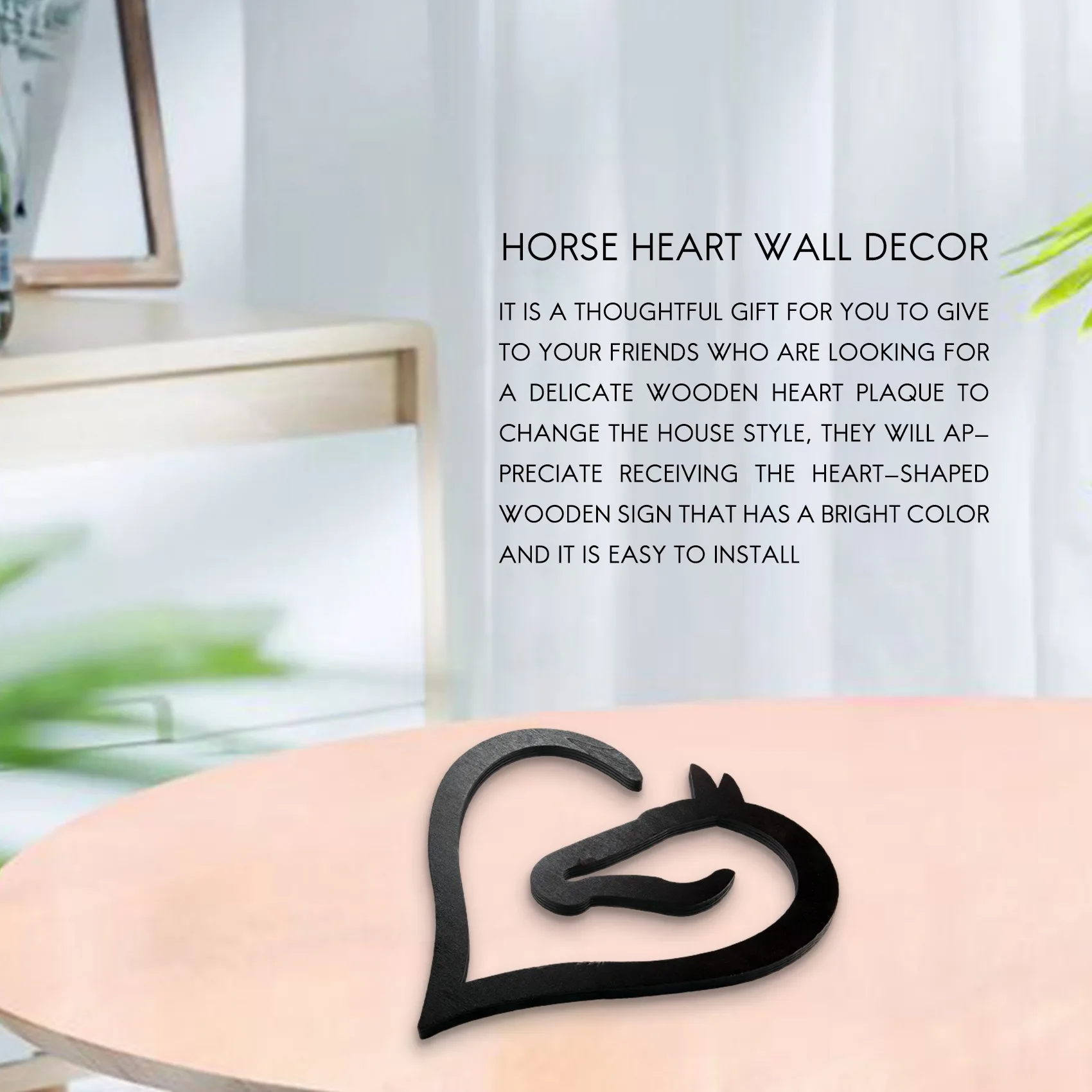 Hangende Liefde Paard Hart Houten Muur Kunst Home Decor Houten Paard Hart Muur Teken Sculptuur Voor Thuis Bruiloft Decor