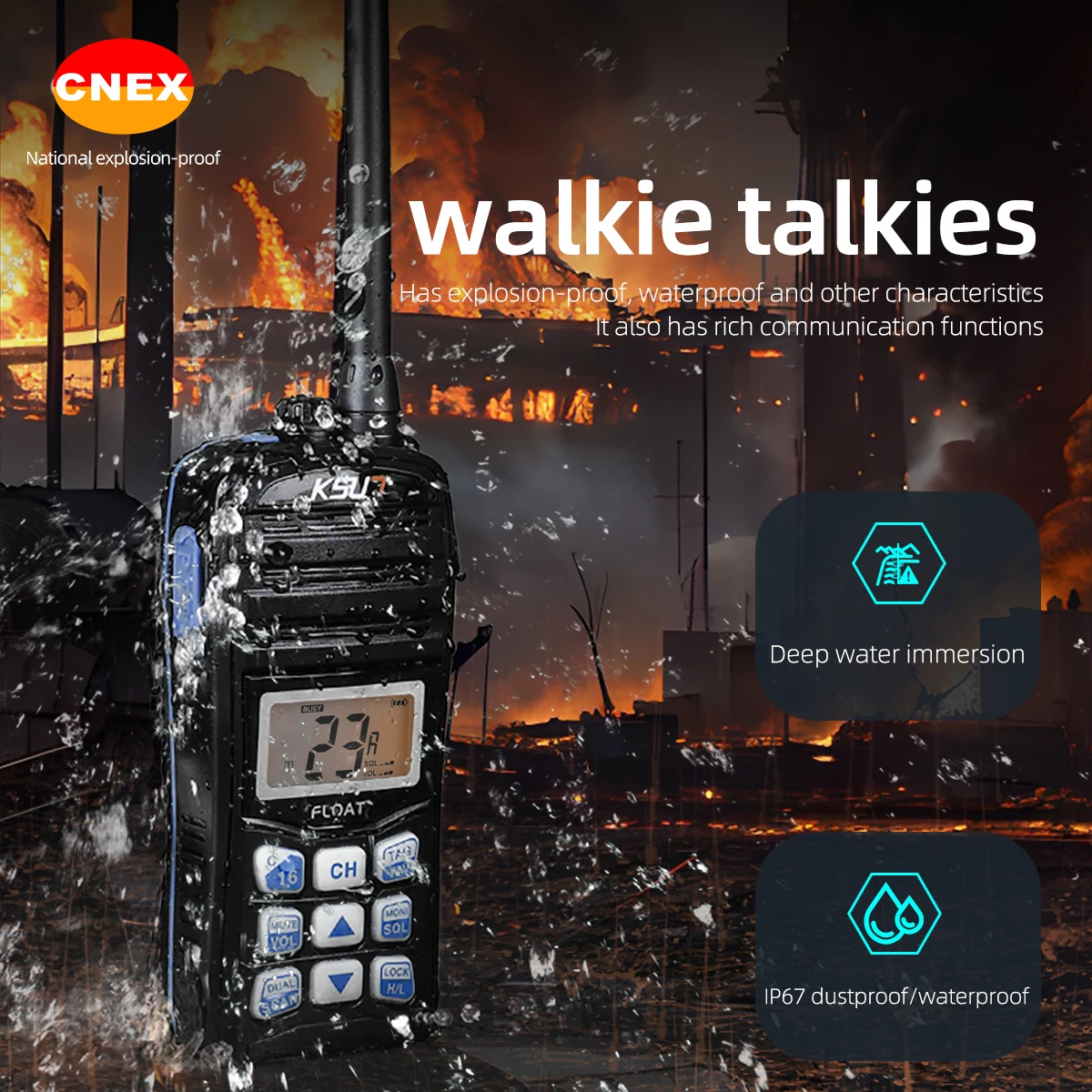 

KSUN P35EX Safe Marine Radio Vhf IP67 Handheld Transceiver Water Proof Explosion-proof Walkie-talkie