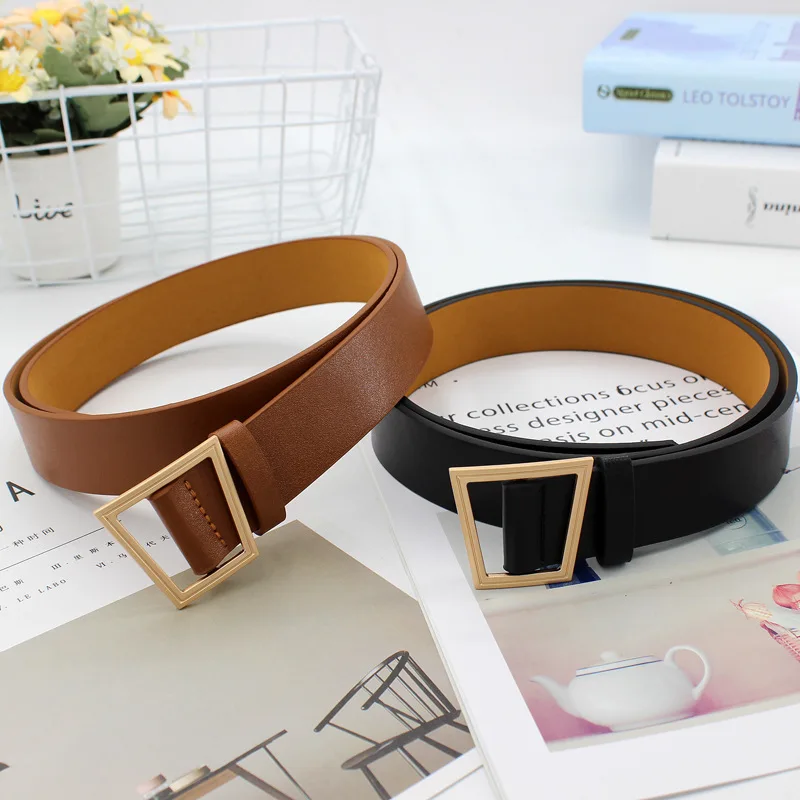 Popular Retro Versatile Belt Fashion Women's Geometric Trapezoid No-Punch Wide Belt