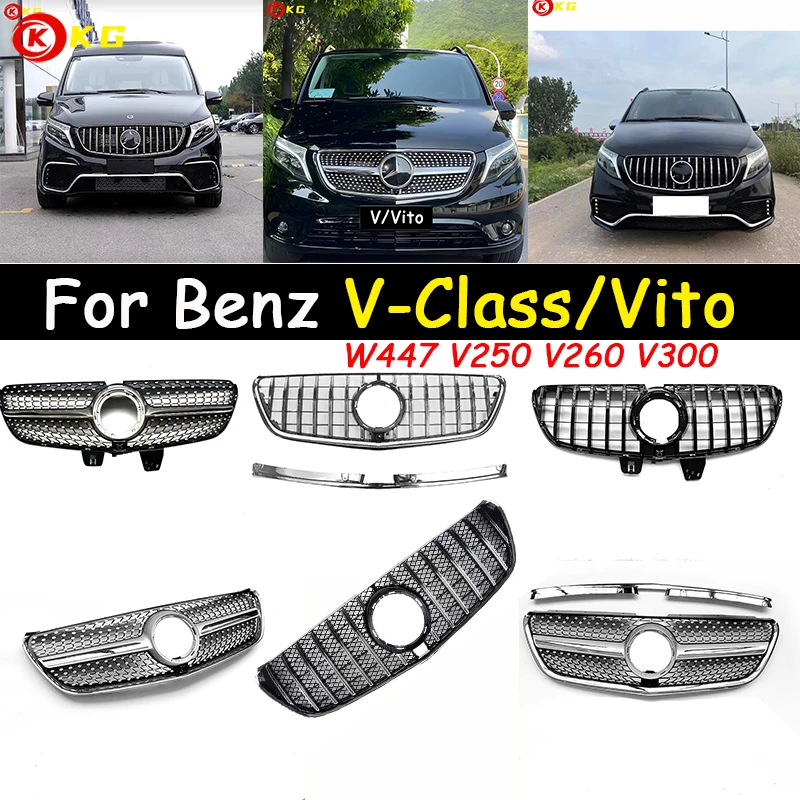 

Suitable for Mercedes Benz V-Class/Vito front bumper grille W447 V250 V300 V260 front bumper kit 2015-2023 diamond grille