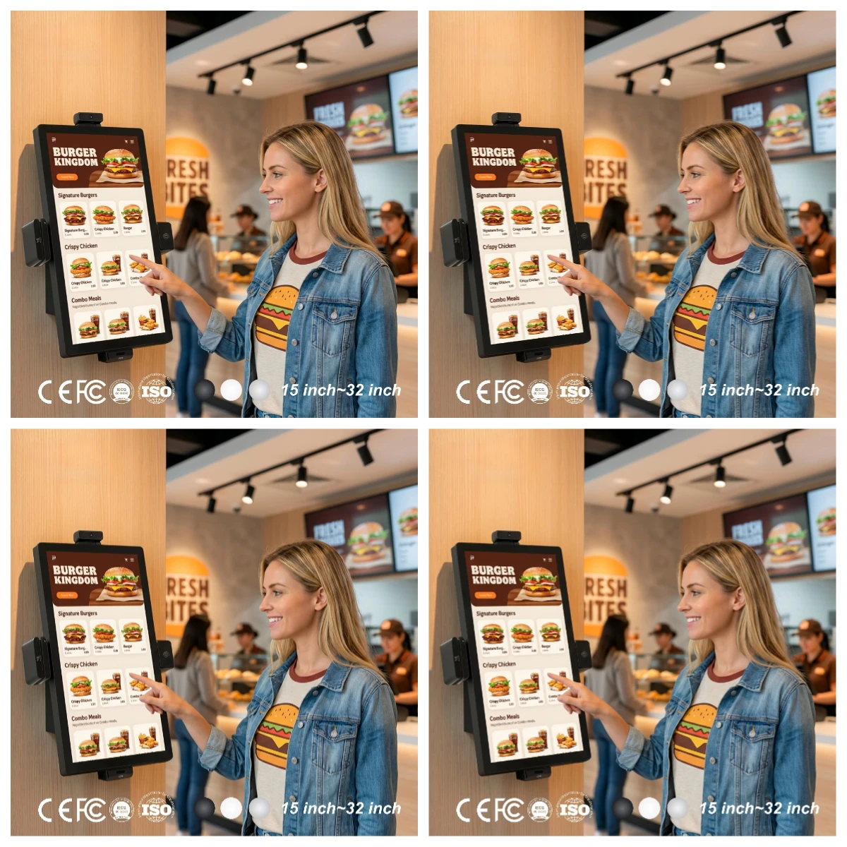 

Настенные платежные киоски для бургерных, киоски самообслуживания, Android 15, 24-дюймовый емкостный сенсорный экран