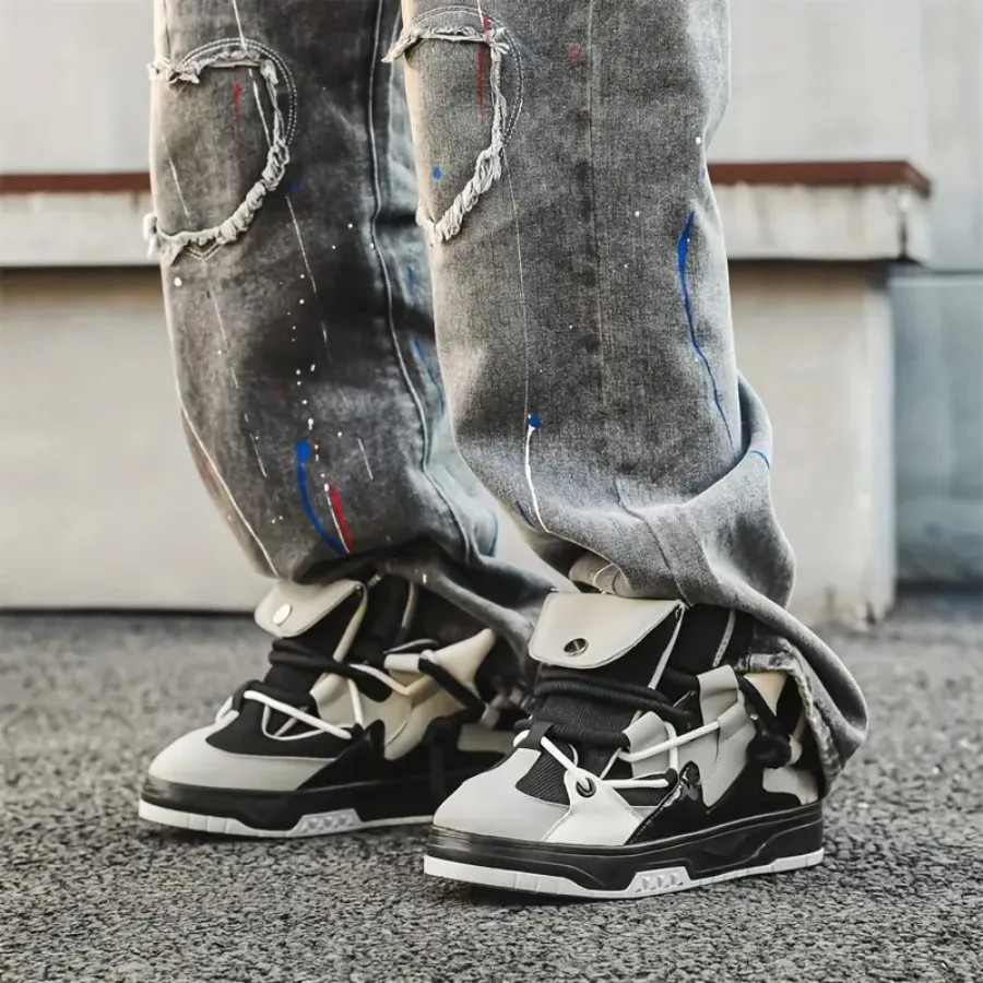 

Men'S Street Style Skateboard Shoes Fashionable Casual Sneakers Trendy Niche Design Bread Shoes