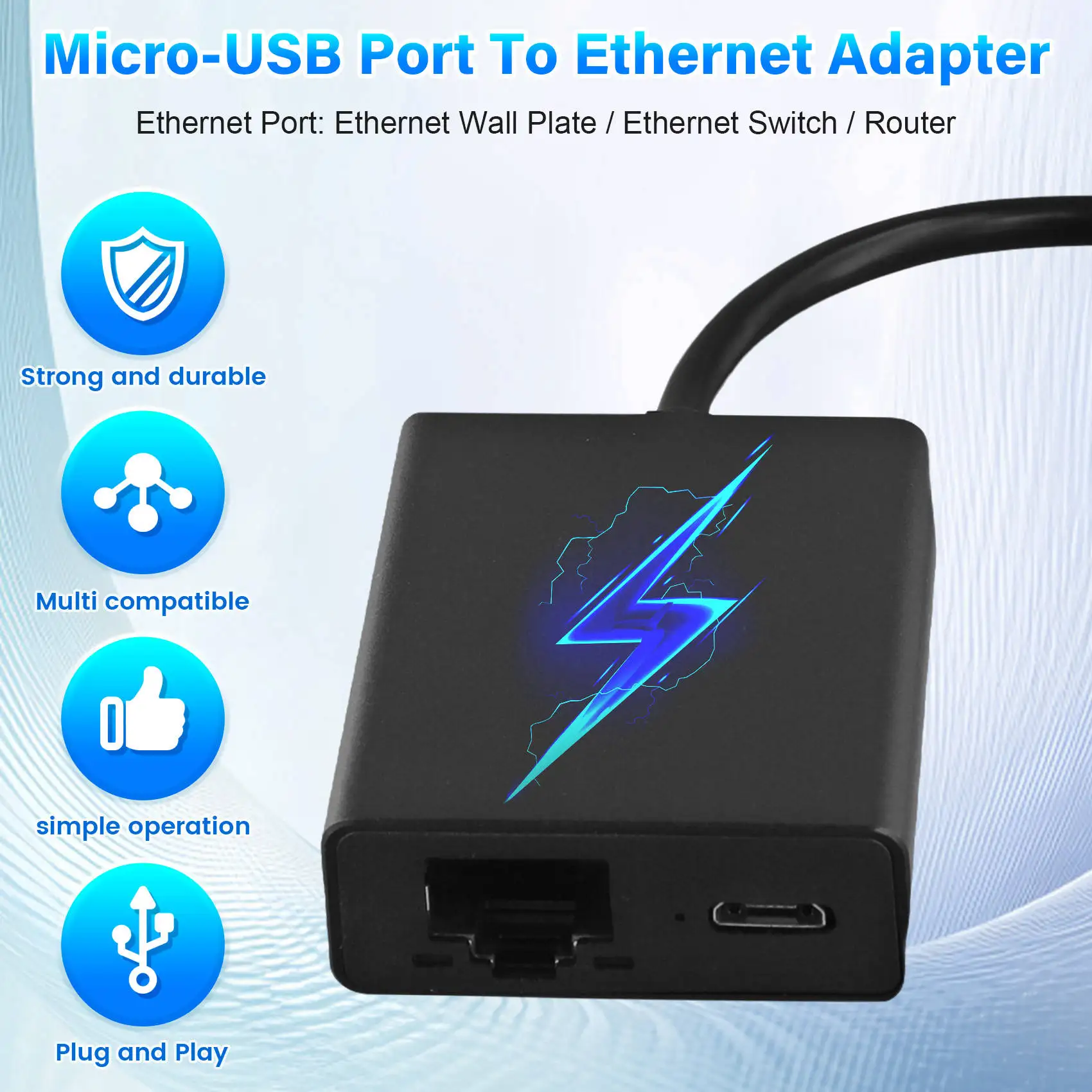 T85C RJ45 100Mbps Porta de microplaca de rede externa 4K LED Indicador Plug & Play Adaptador Ethernet para Smart