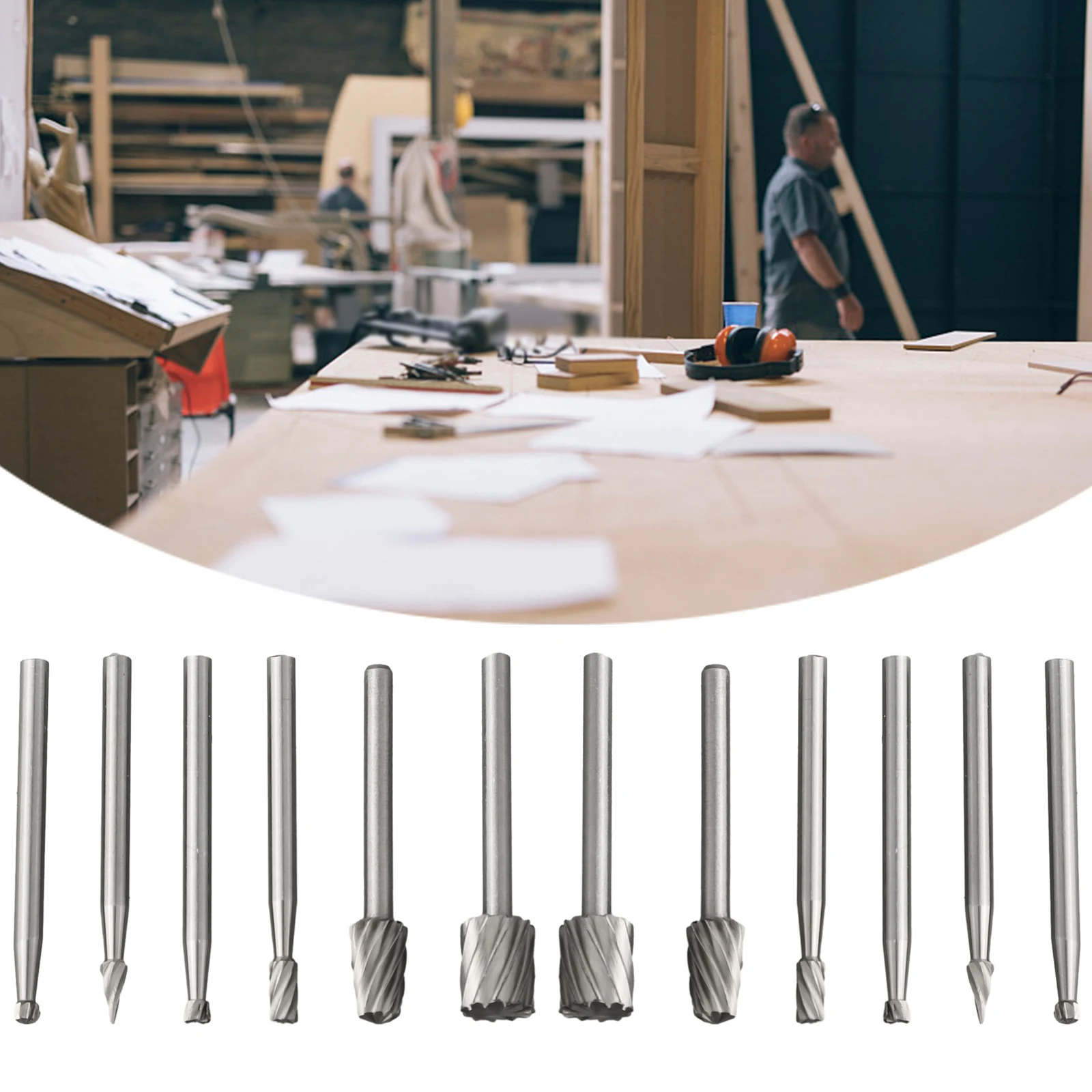 12pcs HSS Router Drill Bit Rotary Burring Head 3.17mm Shank For Wood Metal Carving Milling Trimming Electric Grinder Tool Parts image 6