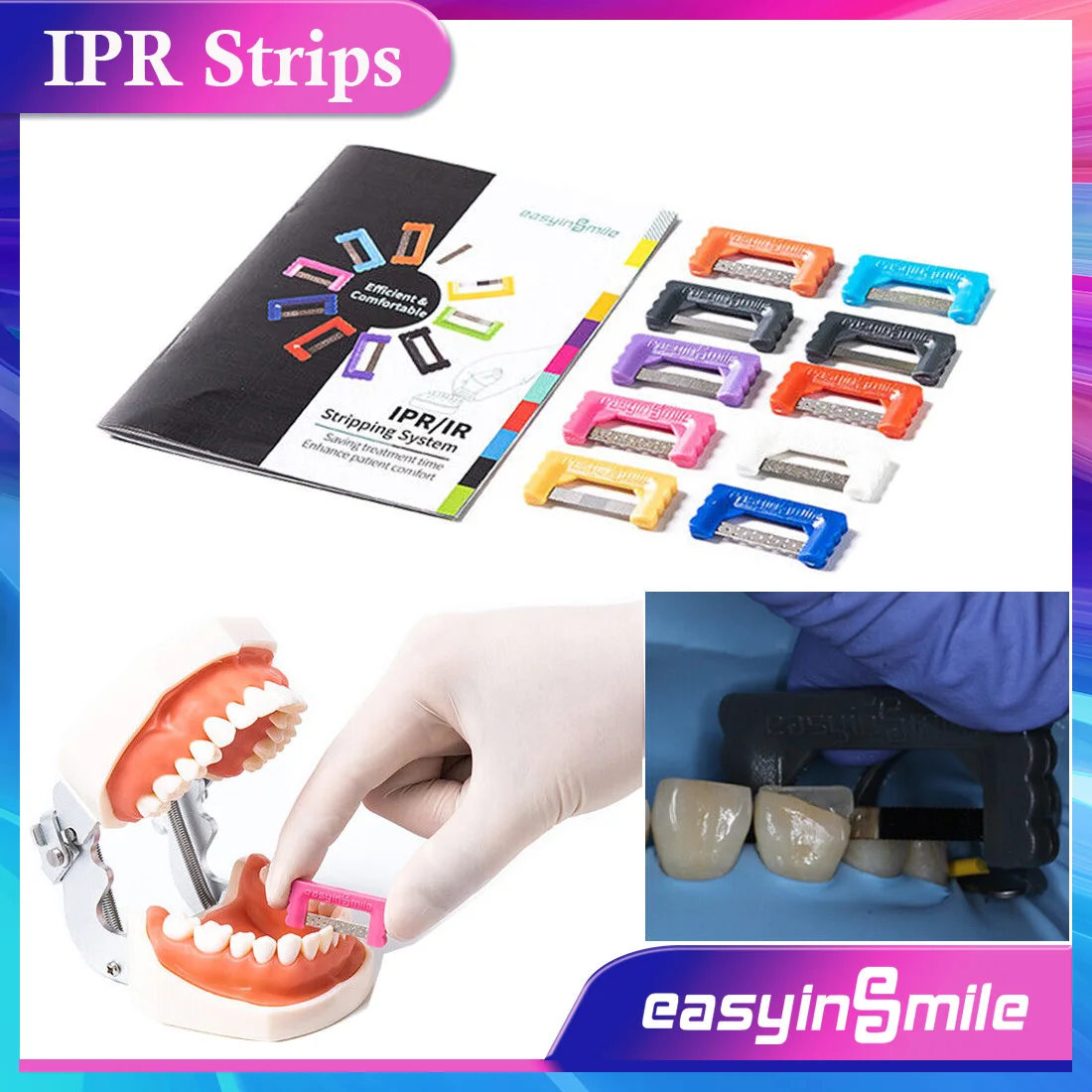 EASYINSMIE 10Pcs Dental Orthodontic IPR Strips Interproximal Enamel Reduction Kit Hand Use Polishing Metal Strips