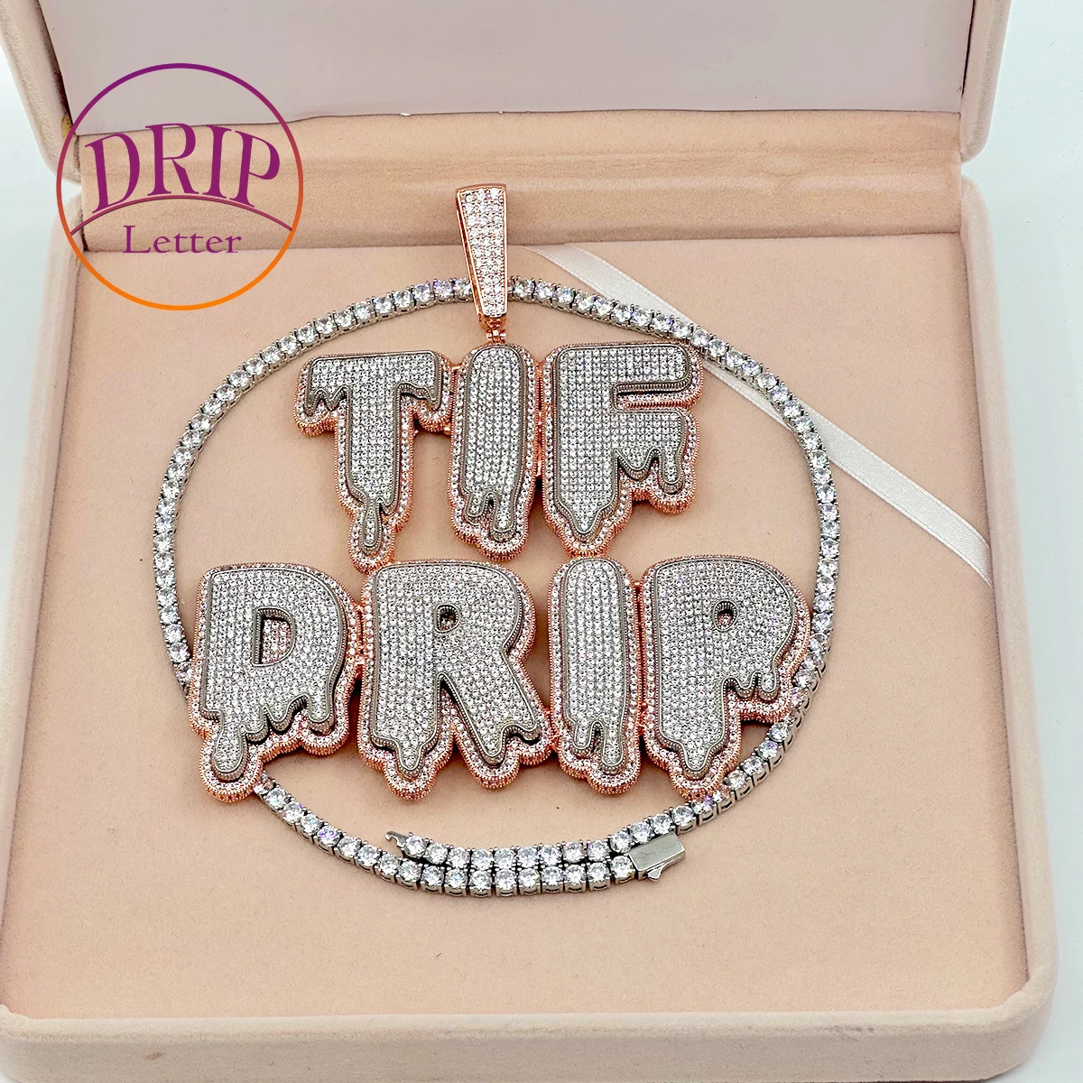 Drip Letter Custom Name Necklace for Women Two Tone Iced Out Personalized Pendant Micro Pave Hip Hop Jewelry 2023 Drop Shipping