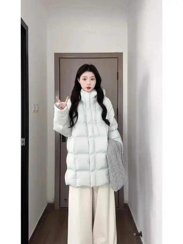 

Новое зимнее милое корейское хлопковое тюлевое свободное модное женское пальто средней длины с длинной застежкой-молнией