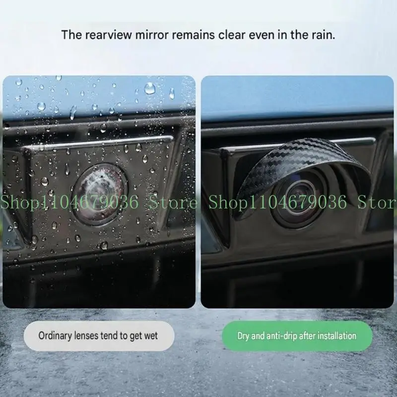652F Curved Camera Rain Cover, Black Adhesive Guard Camera Guard for Daily Driving