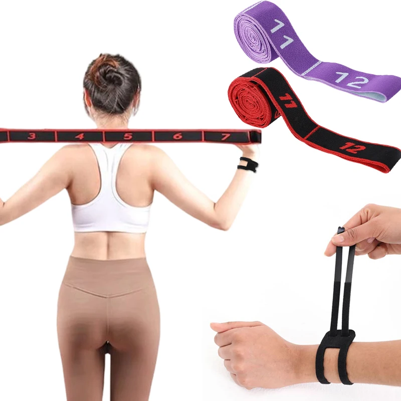1 Pair Wrist Brace 12 Loop Numbered Resistance Bands with Guide Elastic Straps for Yoga Pilates Home Gym Pull-Up Training Band