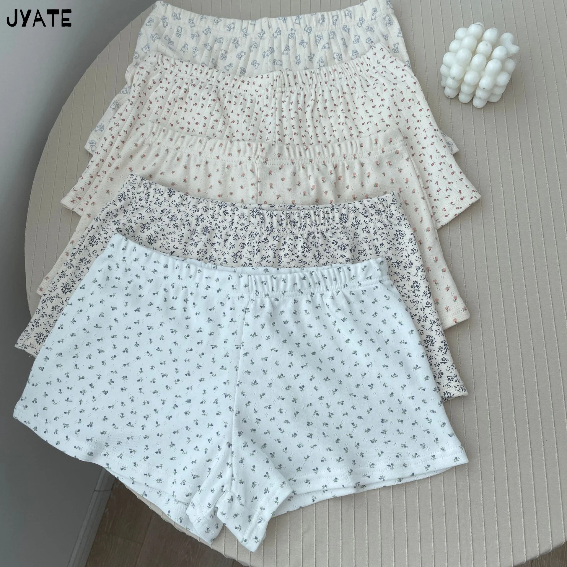 Sweet Floral Print Cotton Short Pants Women New Casual Elastic High Waist Pajama Shorts Female Cute Vintage Preppy Sweatshorts