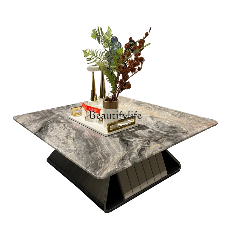 

Postmodern light luxury marble surface coffee table Italian light luxury living room square table