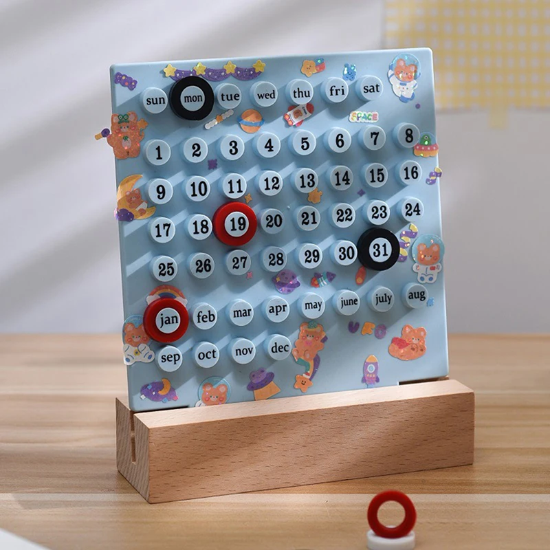 1pc Calendar DIY Time Perpetual Table Calendar Manual Acrylic Desk 3 Ring Date Record Gift Set Handmade Diy Ring Desk Calendar