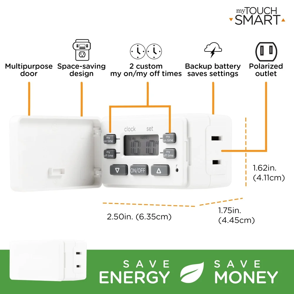 2er-Pack digitaler Timer, 1 Steckdose, programmierbarer Countdown-Timer, Innenbereich, platzsparendes Design, Lichter, Ventilatoren, Geräte