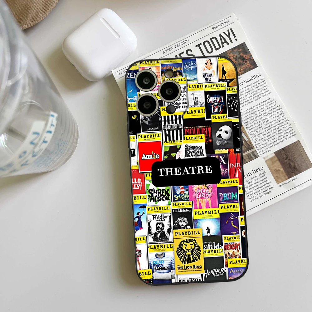 For IPhone 15 Broadway Musicals Collage Phone Case for IPhone 15 14 13 12 Pro XR XS 15 Plus Iphone Black Covers