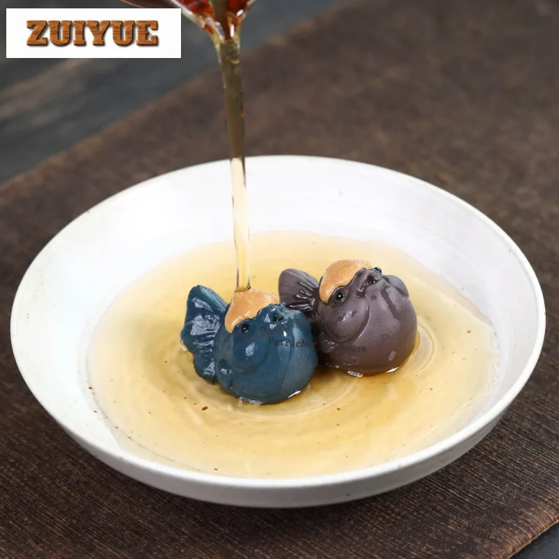 Yixing Purple Clay Fish Incense Holder Water Fountain Decoration Incense Burners Aromatherapy Censer Chinese Tea Set Craft