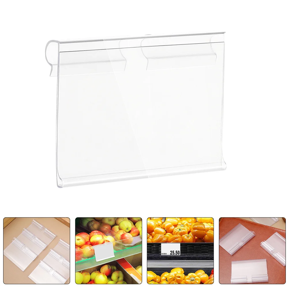 

50Pcs Clear PVC Label Holders Transparent Clip-on Wire Shelf Accessories for Supermarket Retail Storage Display
