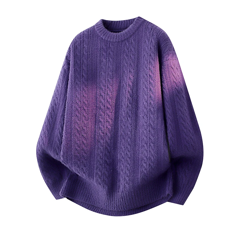 

Trendy Solid Color Woven Knitted Sweater Fashionable High Street Pullover for Autumn Winter Daily Casual Warm Pullover