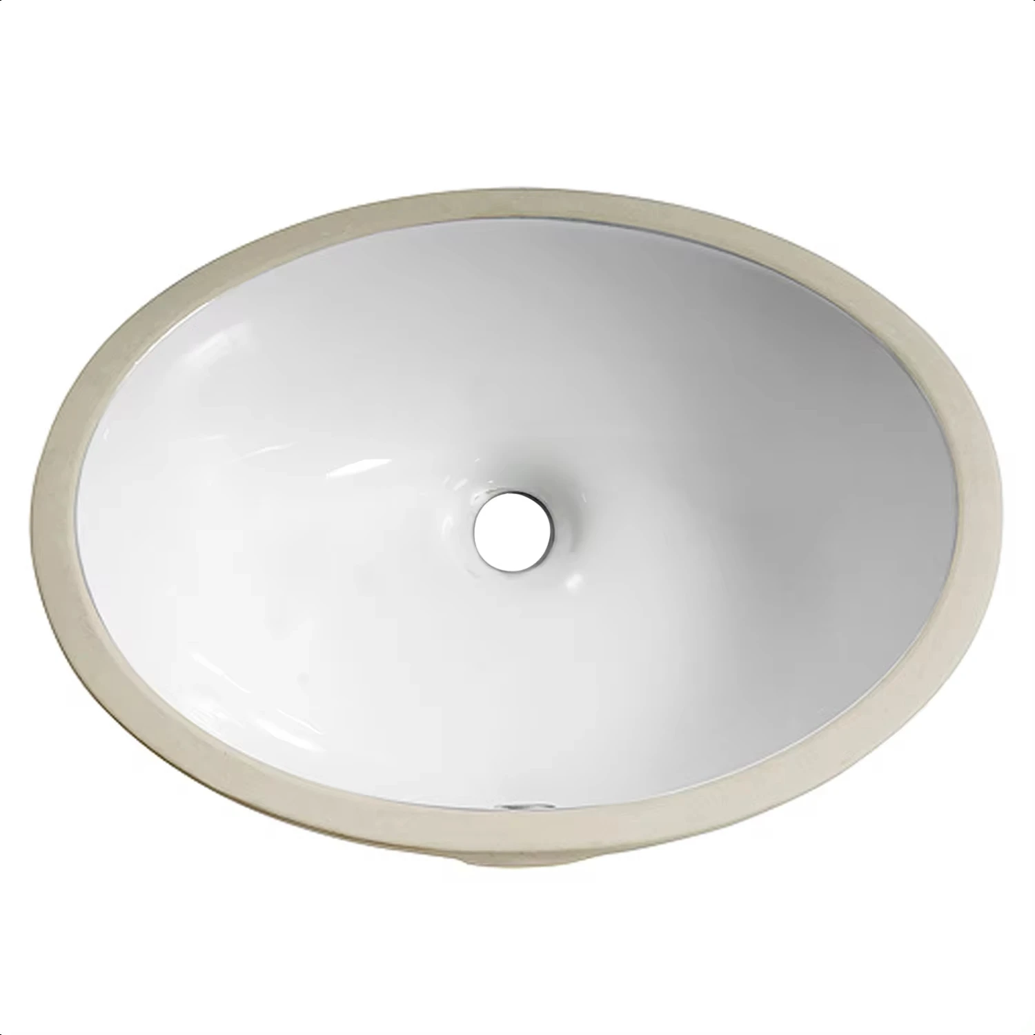 

1pc Oval Undermount Bathroom Sinks - 18 "x 15" White Porcelain Ceramic Oval Vessel Sink Under Counter Lavatory Vanity Bath Sink