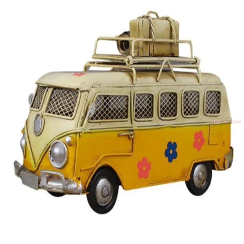 Creative Iron Piggy Bank Home Vintage Bus Shape Coin Box Nostalgic Childhood Memory Metal Kids Art Gift Children's Room Decor